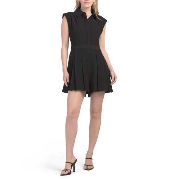 ENGLISH FACTORY Black Pleated Romper